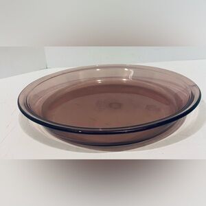 Pyrex Pie Plate 9” Cranberry Glass Flat Smooth Edge Pie Pan #209